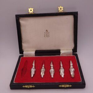 Set of Five(5) Birks JB S Silver Plated Corn on the Cob Holders with Box